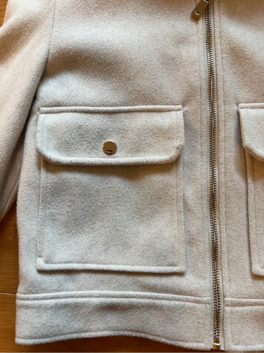 ZARA Soft Cream Full Zip Collared - Cropped Jacket - Size XS - Picture 7 of 10